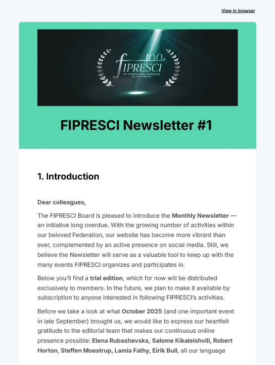 Newsletter #1
